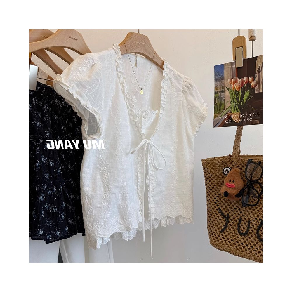 ASAYA6407 – Soft Romance Lace Blouse 🤍🌿
