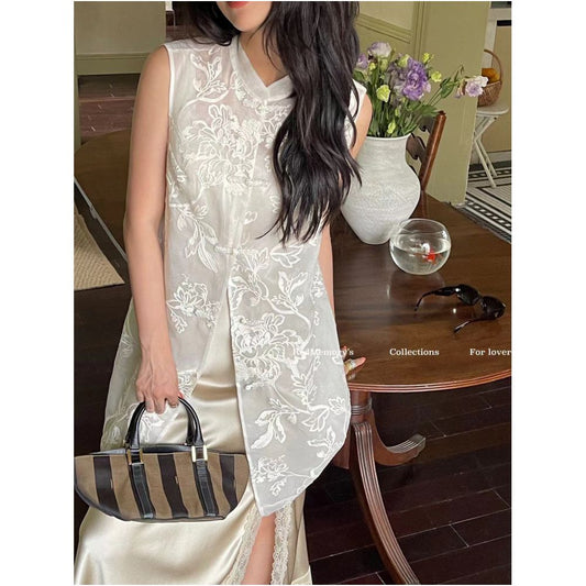 ASAYA6424 – Ivory Silk Embroidered Overlay Set 🤍✨