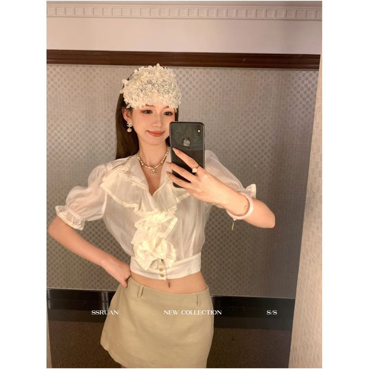 ASAYA6428 – Vintage Romance Ruffle Blouse 🤍🌷