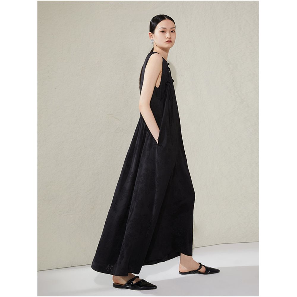 Ruyi Lianyun Spring Summer New Style Fold Out Dress with Button Down Tie and Stand Collar Sleeveless Dress Retro Chinese Style Long Dress image 2