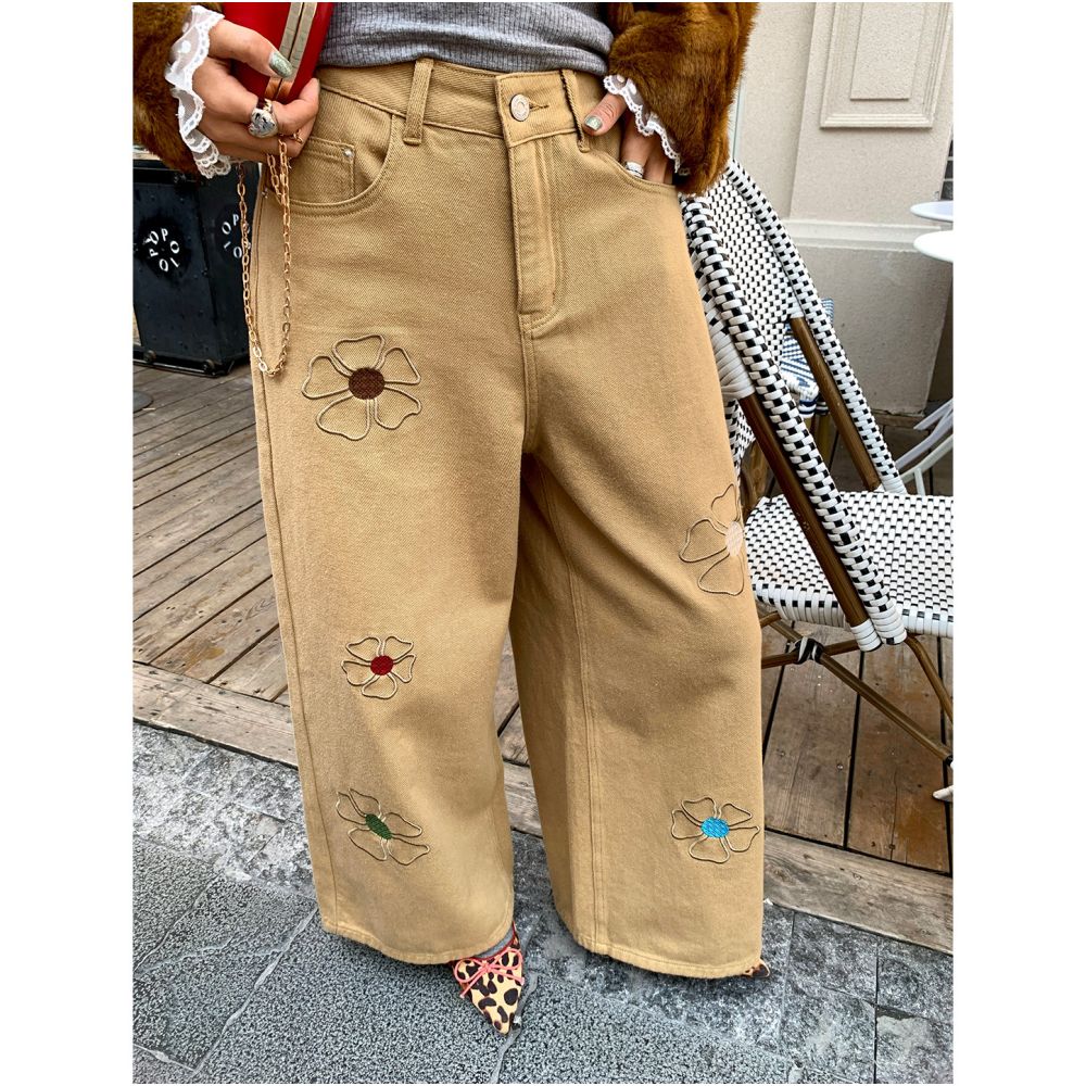 ASAYA6442 – Daisy Vintage Wide-Leg Denim 🌼🤎