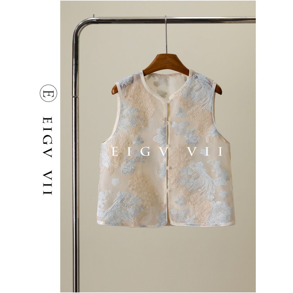 857 New Chinese Style Light Embroidered Vest for Women Short Style Petite Size 2026 Spring and Autumn Versatile Vest Top image 2