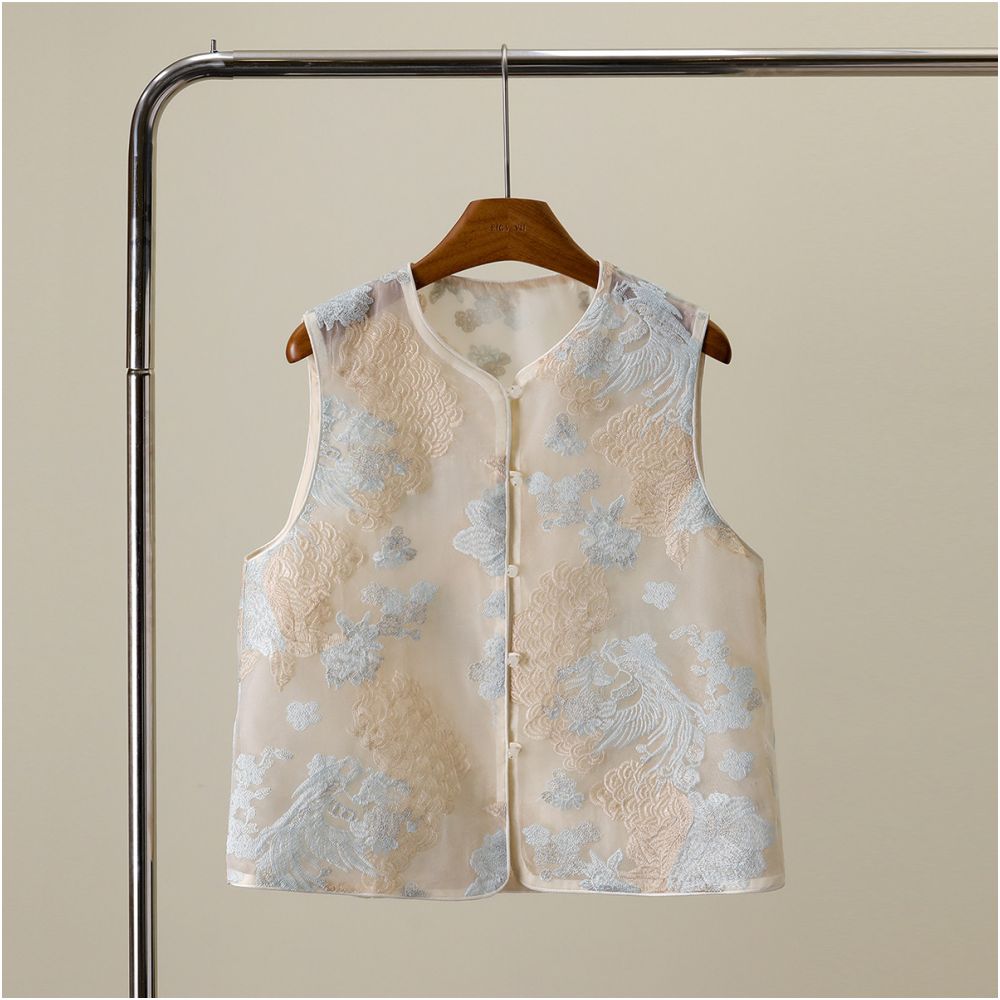 857 New Chinese Style Light Embroidered Vest for Women Short Style Petite Size 2026 Spring and Autumn Versatile Vest Top image 0