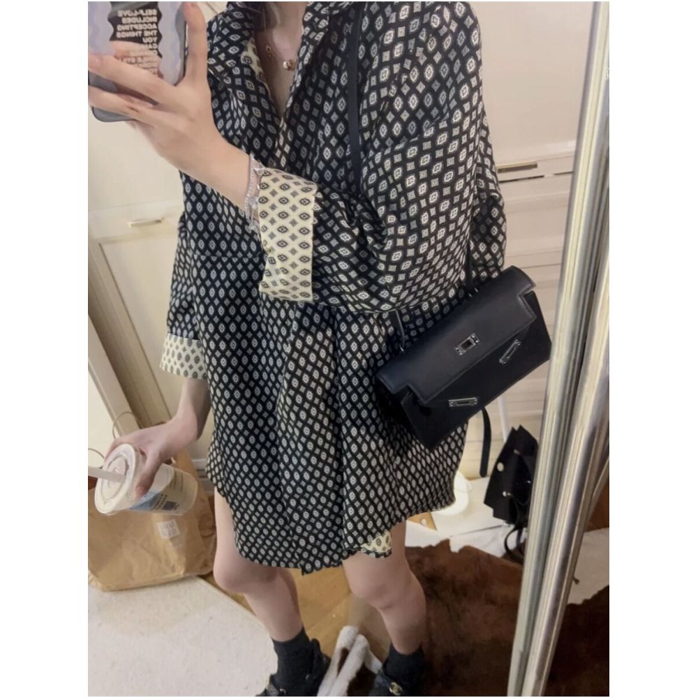 S andro Madge Old Money Style Midi Long Shirt Women s 2026 Early Spring Loose Versatile Casual Jacquard Top image 4