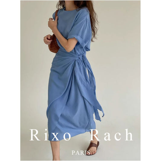ASAYA6480 – Azure Breeze Draped Dress 💙🌿