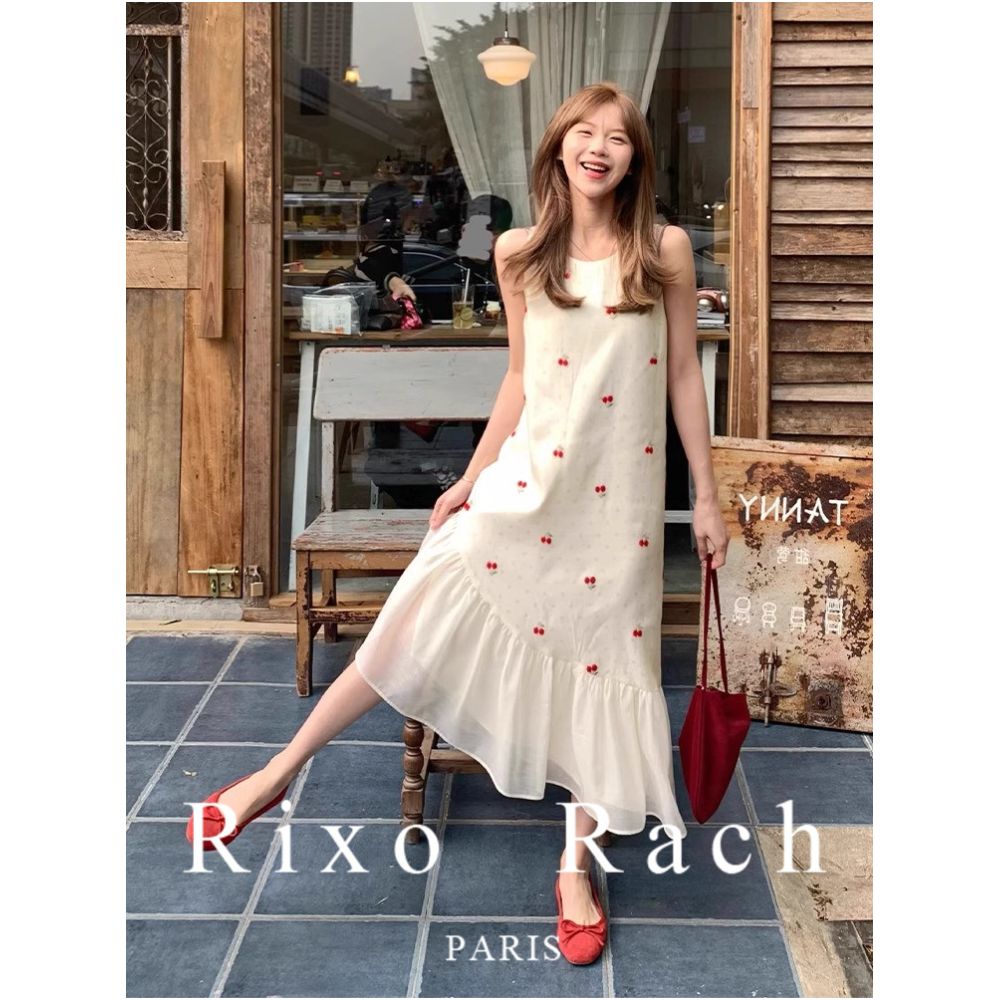 ASAYA6481 – Cherry Cream Midi Dress 🍒🤍