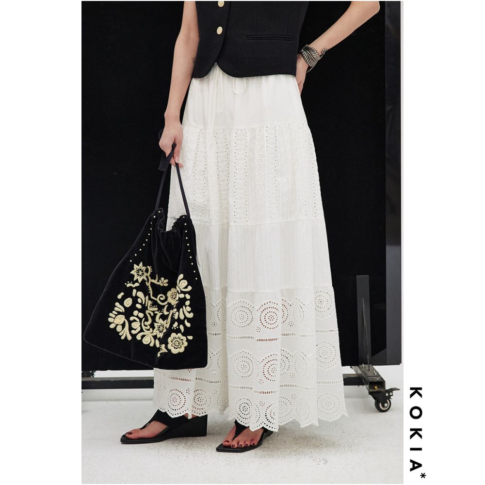 ASAYA6483 – Eyelet Lace Tiered Skirt 🤍🌿