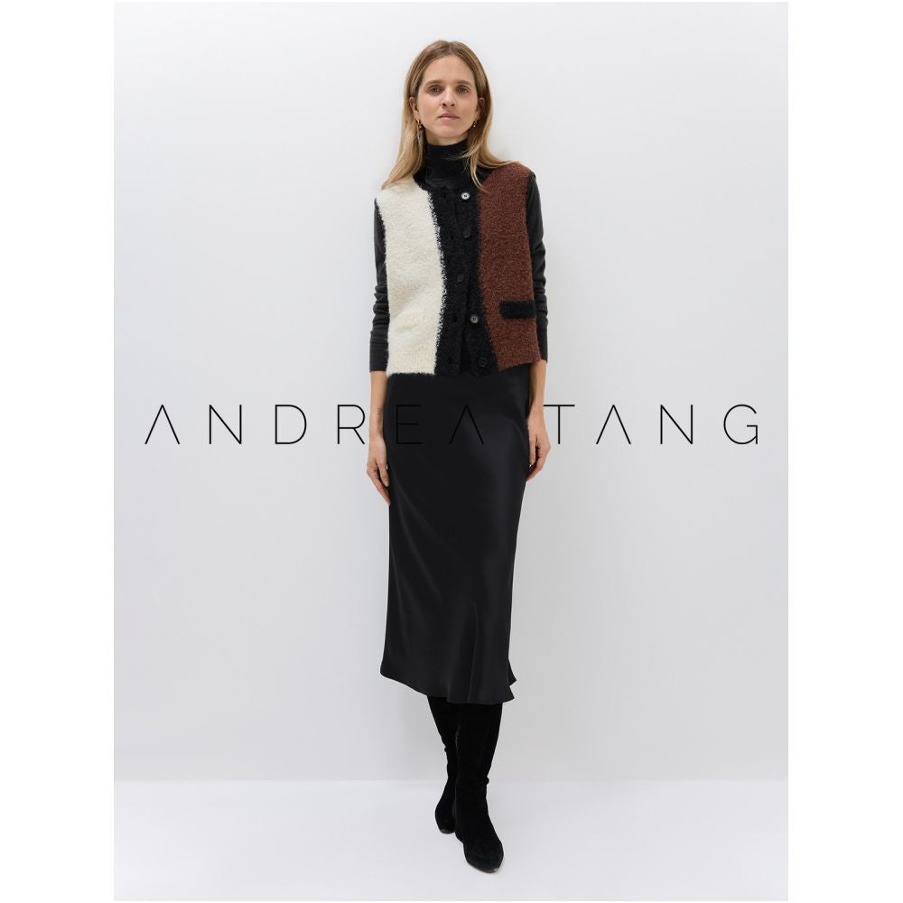 Andrea Tang Vest LUMI Alpaca Wool Pompom Coat Color Block Loose Casual Knitted Vest image 2