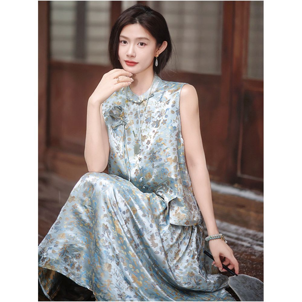 Zhao Daxi In Stock Intangible Cultural Heritage Line Koi Brocade Set Silk Woven Set 2025 Top Skirt image 0