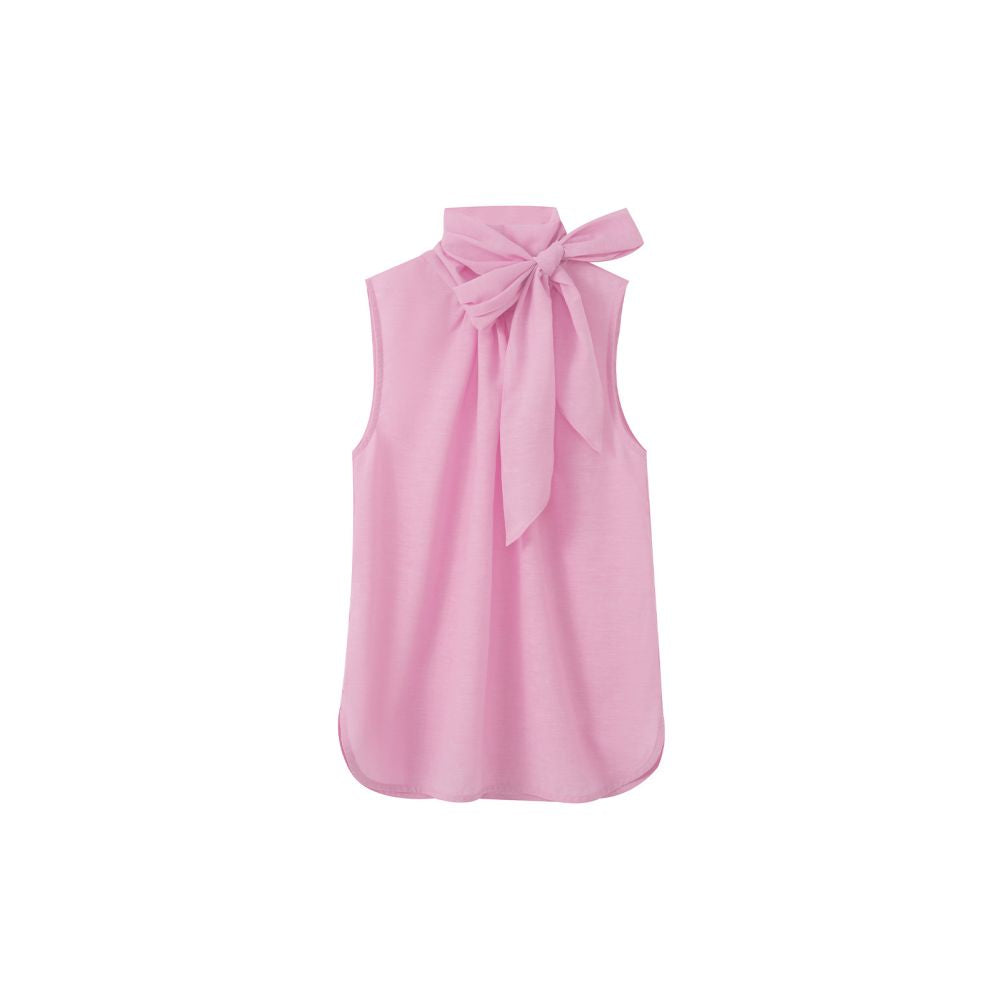 SOTHEMOS 25SS Moonlight Sonata New Color Tencel Linen Original Design Sleeveless Ribbon Shirt for Women Summer image 4