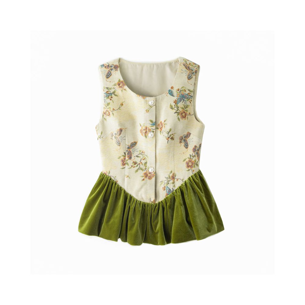 ASAYA6523 – Vintage Bloom Peplum Top 🌿🕊️