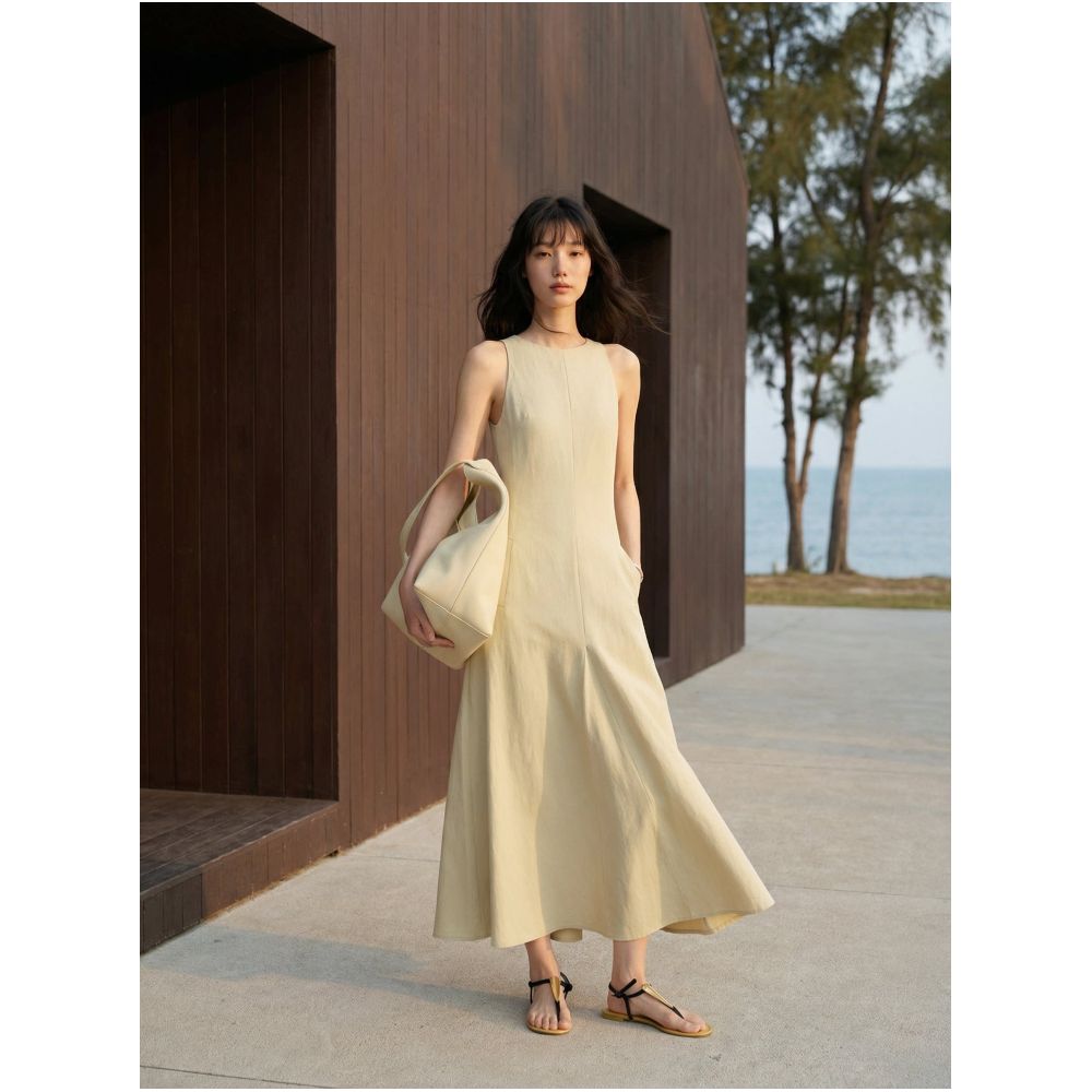 COMMON VALUE Zen Pāra Cupro Lyocell Sleeveless Dress image 4