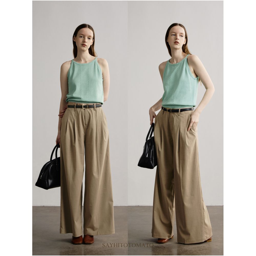 Sayhitotomato Embracing the Blazing Sun Silk Linen Cotton Close fitting Breathable Halter Neck Vest Inner Layer Knitted Camisole image 1