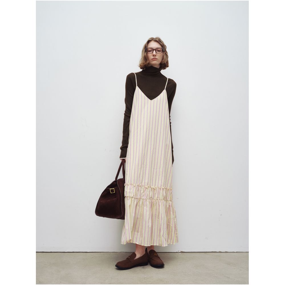 Sayhitotomato V neck gathered lace design vacation style spaghetti strap maxi dress image 2