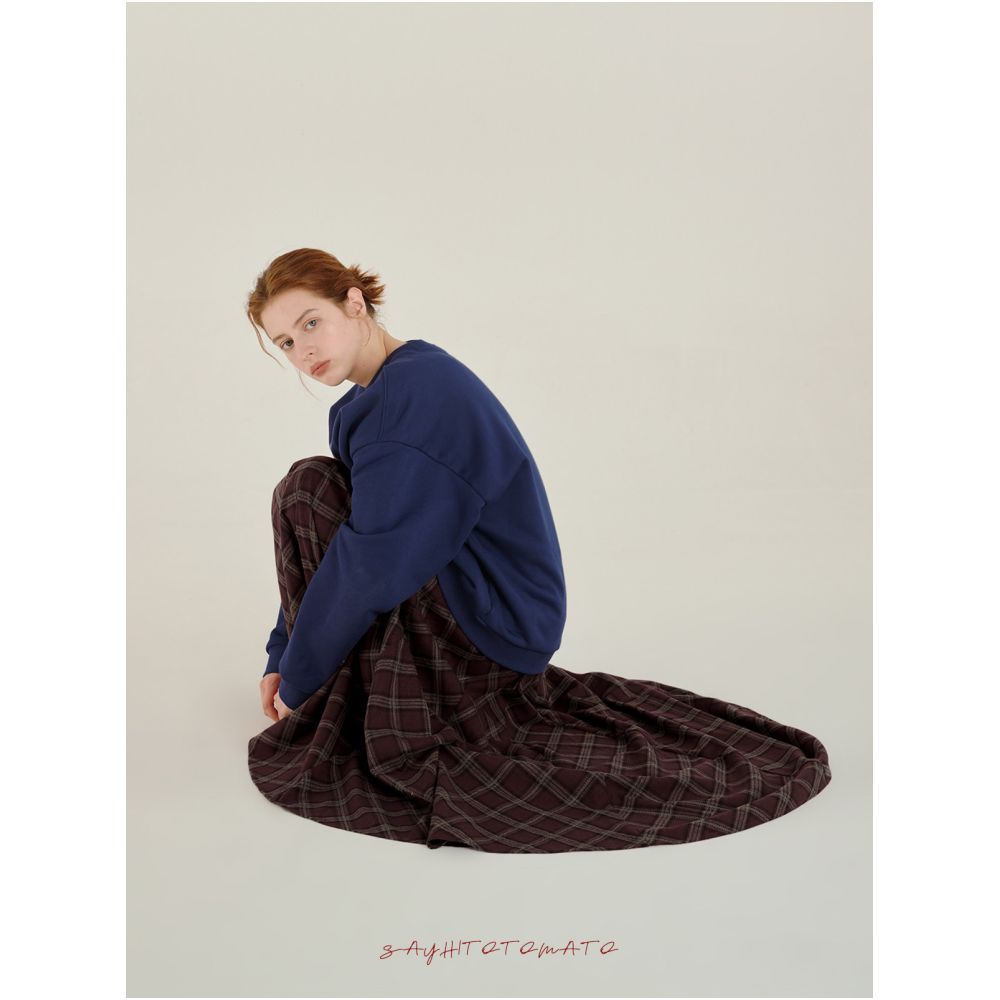Sayhitotomato s segmented plaid retro style slimming A line skirt with a full hem exuding elegance past the knees image 4