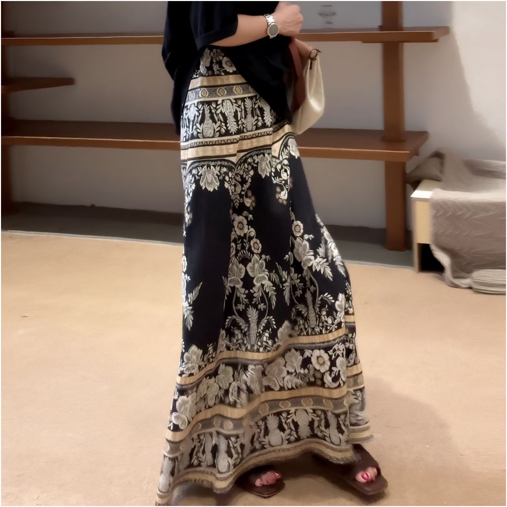 2026 Summer New Arrival High End Floral Long Skirt with a Niche Style Versatile and Stylish Design High Waist Slimming Fit image 0