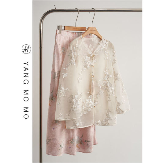 New Chinese style high end heavy embroidery lightweight sun protective jacket and skirt set 2026 summer new women s clothing image 0