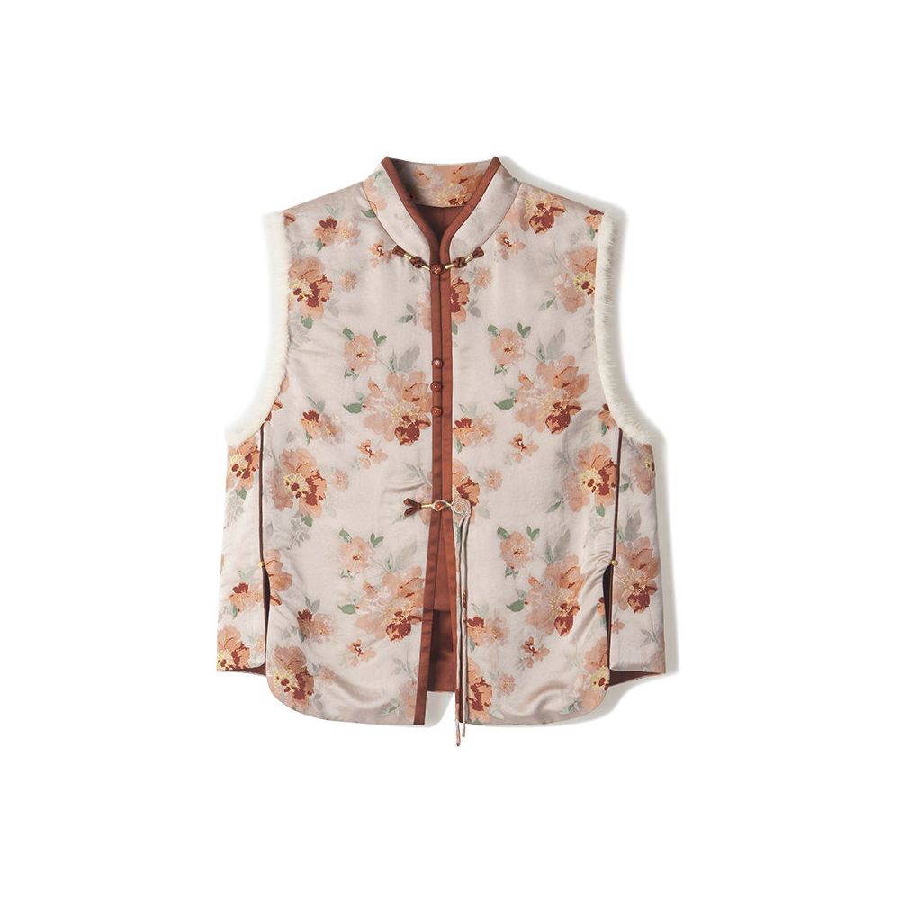 Summer Begonia ROCO New Chinese Style Series Genuine Mink Fur Front Opening Tassel Sleeveless Vest with Cotton Layering image 0
