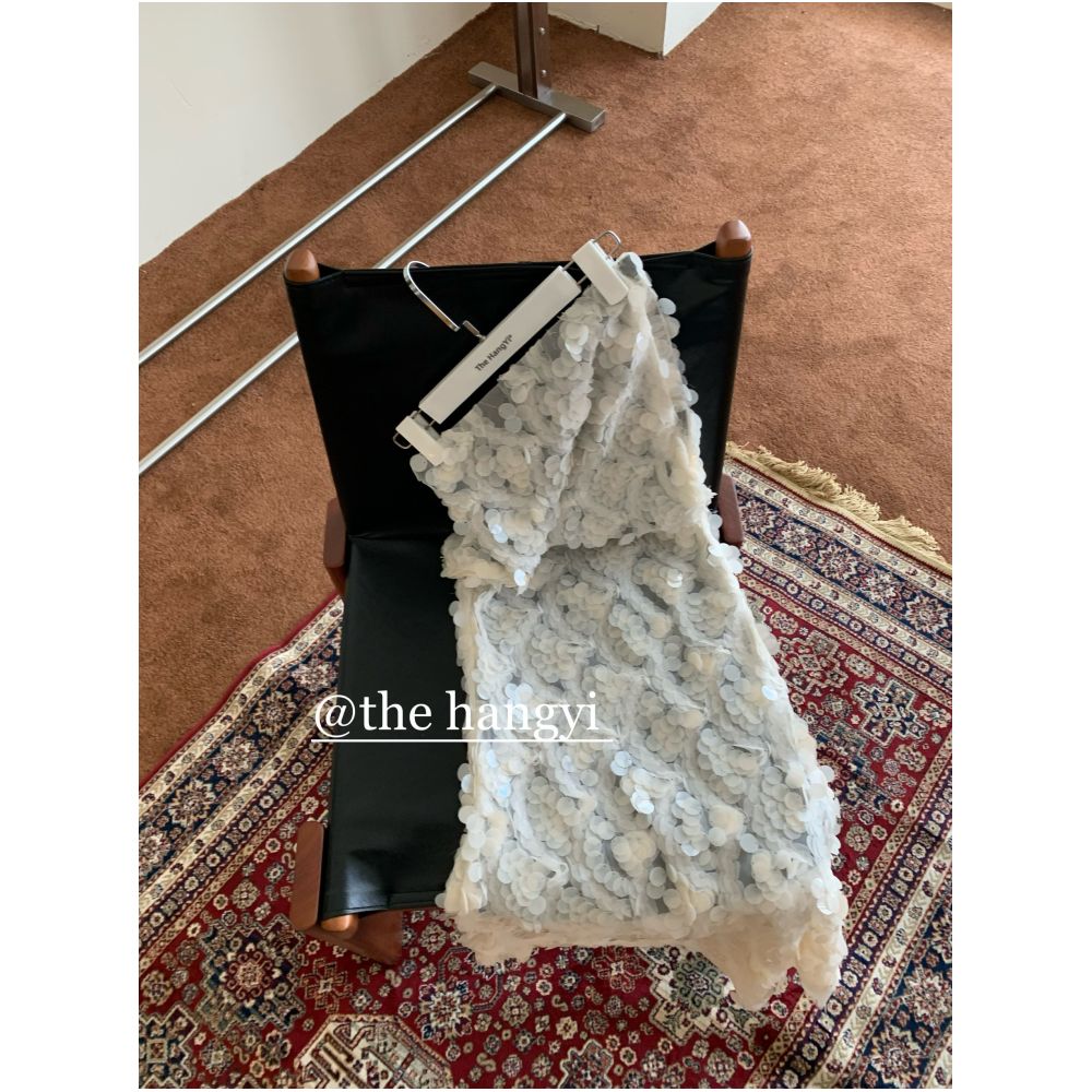 The HangYi French Summer Trend Fashion Heavy Sequined Fishtail Two Way Strapless Midi Dress for Women image 0