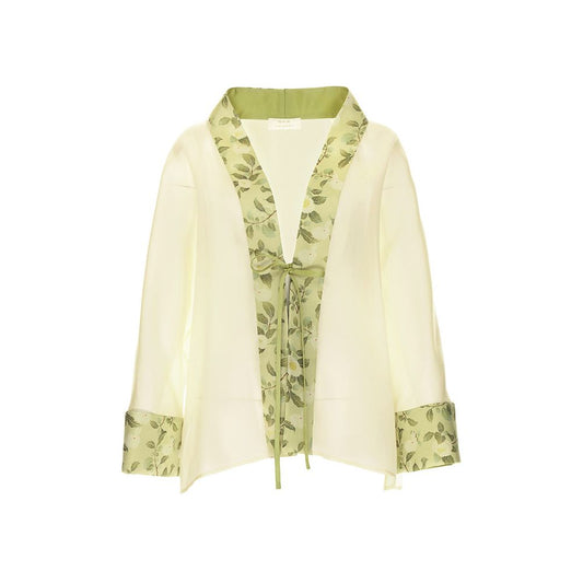 Women s Silk Thin Jacket with Printed Hanfu Style Chinese Cardigan Top Celebrity Style image 0