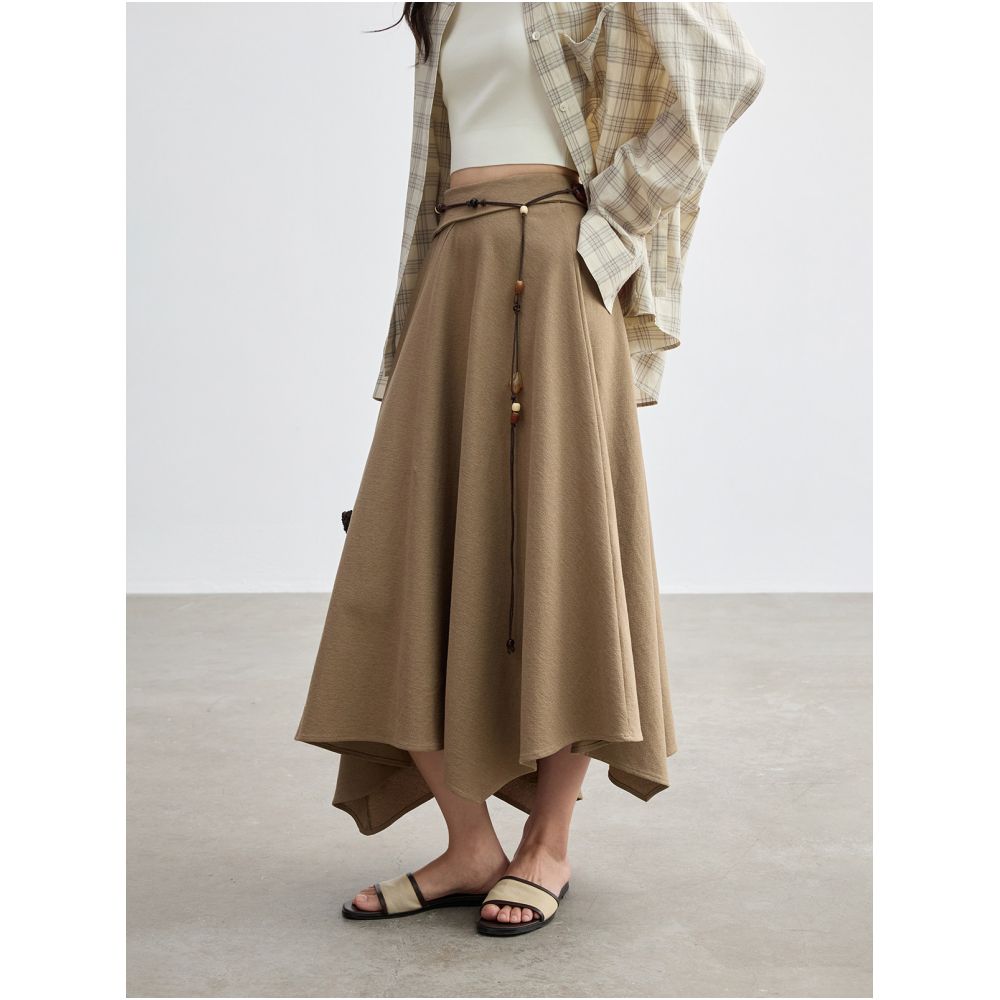 JUSLIN 100 Cotton Asymmetrical Raglan Sleeve Off Shoulder Short Sleeve Top Layered A Line Skirt Set M0401 image 2