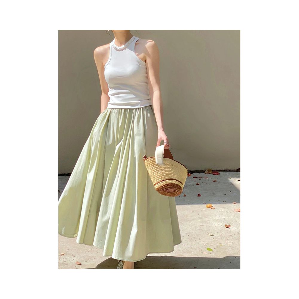 ASAYA6597 – Soft Sage Volume Skirt 🌿✨
