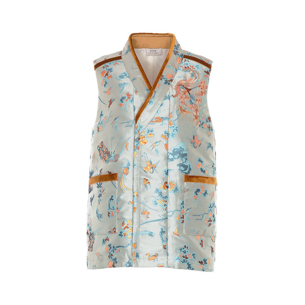 Floral and Wooden Style Chinese Style Quilted Vest for Women Embroidered Vest Hanfu Element Cotton Padded Jacket Celebrity Style Store image 0