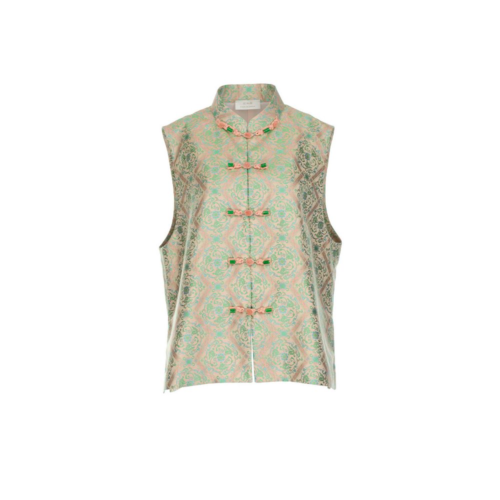 Qian Xiaoping s Song Brocade Vest with Steel Stamp Floral Pattern Famous Designer Style Women s Silk Vest Celebrity Style Store image 0