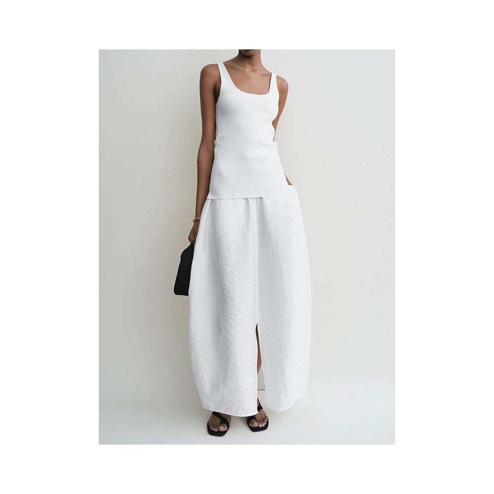 Tot silk midi skirt with a flowing drape pleated hem a unique and sophisticated design featuring a tulip shaped hem for summer image 2