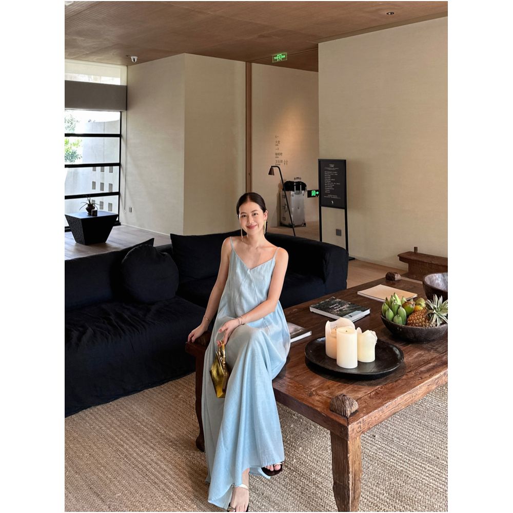 CML Lake Surface Glimmer Women s Spaghetti Strap Dress Stylish Vacation Style Simple and Elegant Backless Dress image 0