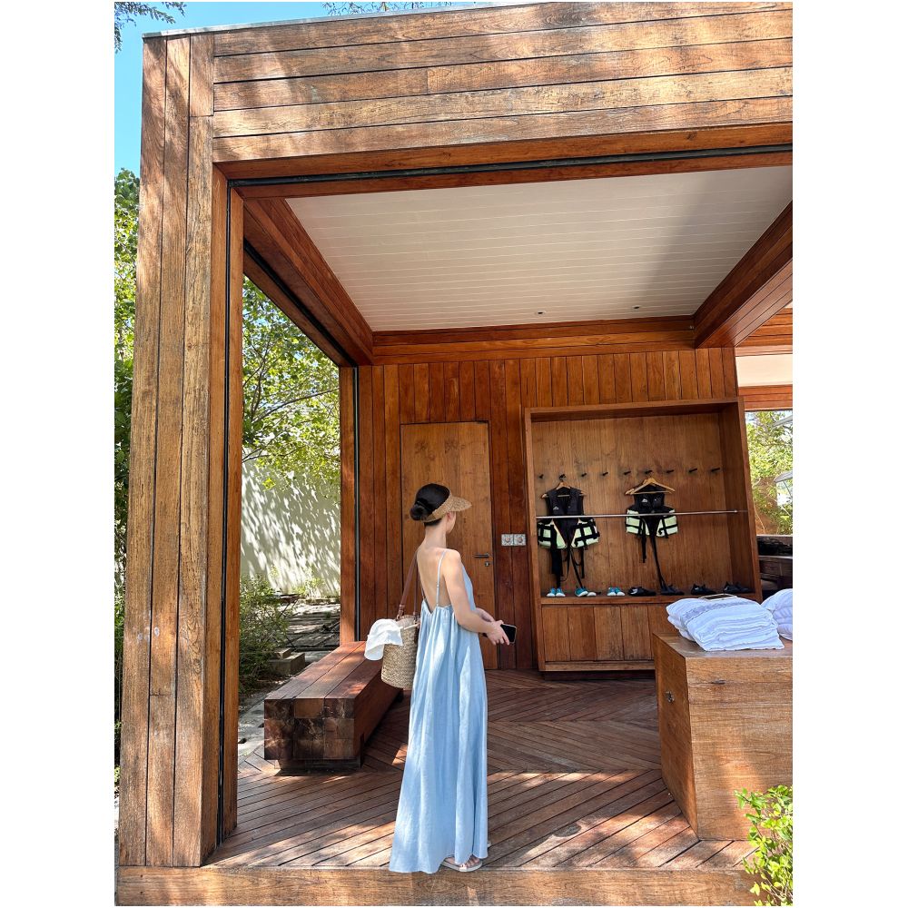 CML Lake Surface Glimmer Women s Spaghetti Strap Dress Stylish Vacation Style Simple and Elegant Backless Dress image 4