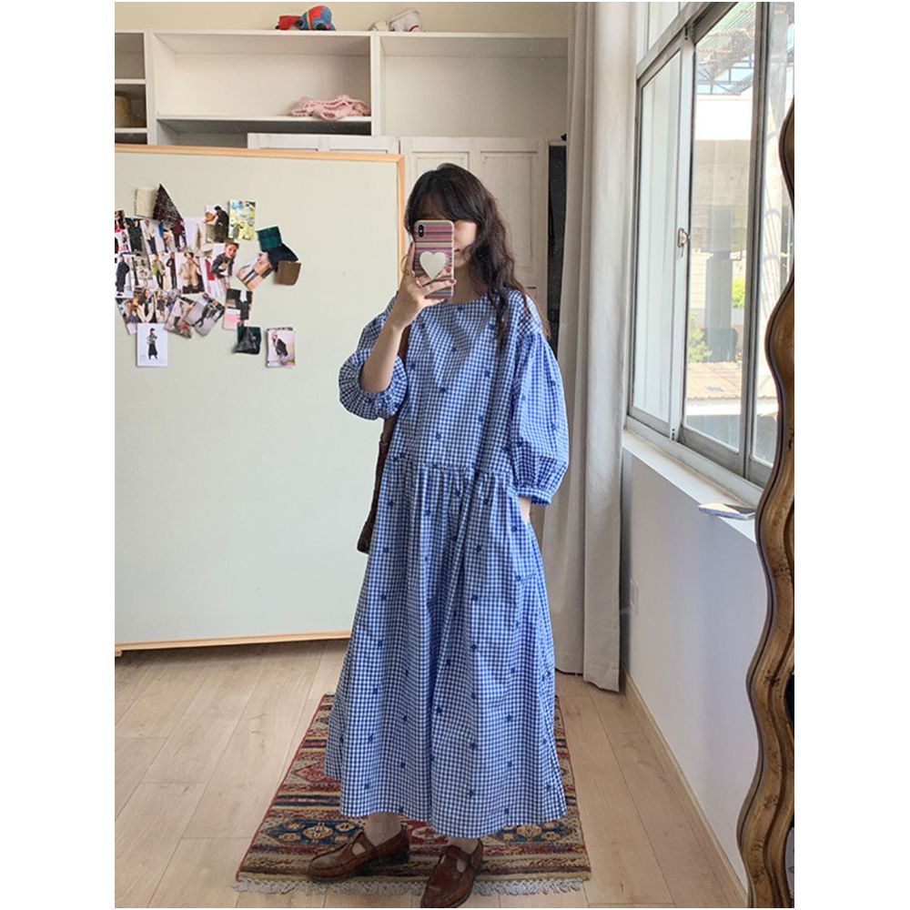 ASAYA6659 – Bluebell Picnic Midi Dress 💙🫐