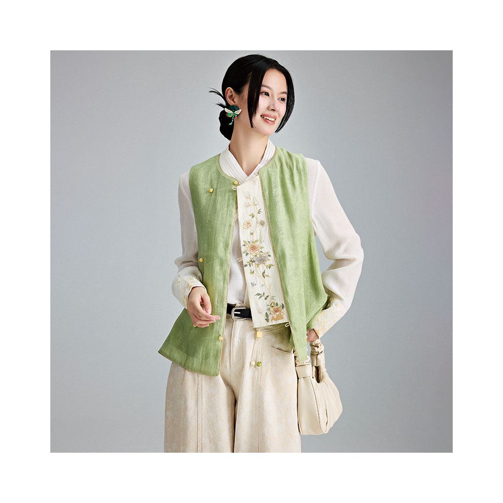 ASAYA6666 – Pistachio Bloom Layered Vest 🌿🌼