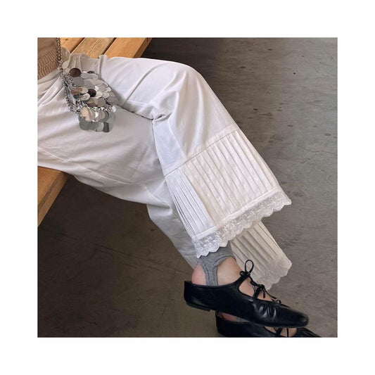 ASAYA6682 – Riviera Lace Hem Wide-Leg Pants 🤍🕊️