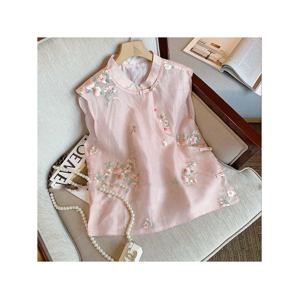 New Chinese style embroidered jacquard vest for women in summer sweet and youthful style sleeveless camisole top image 1