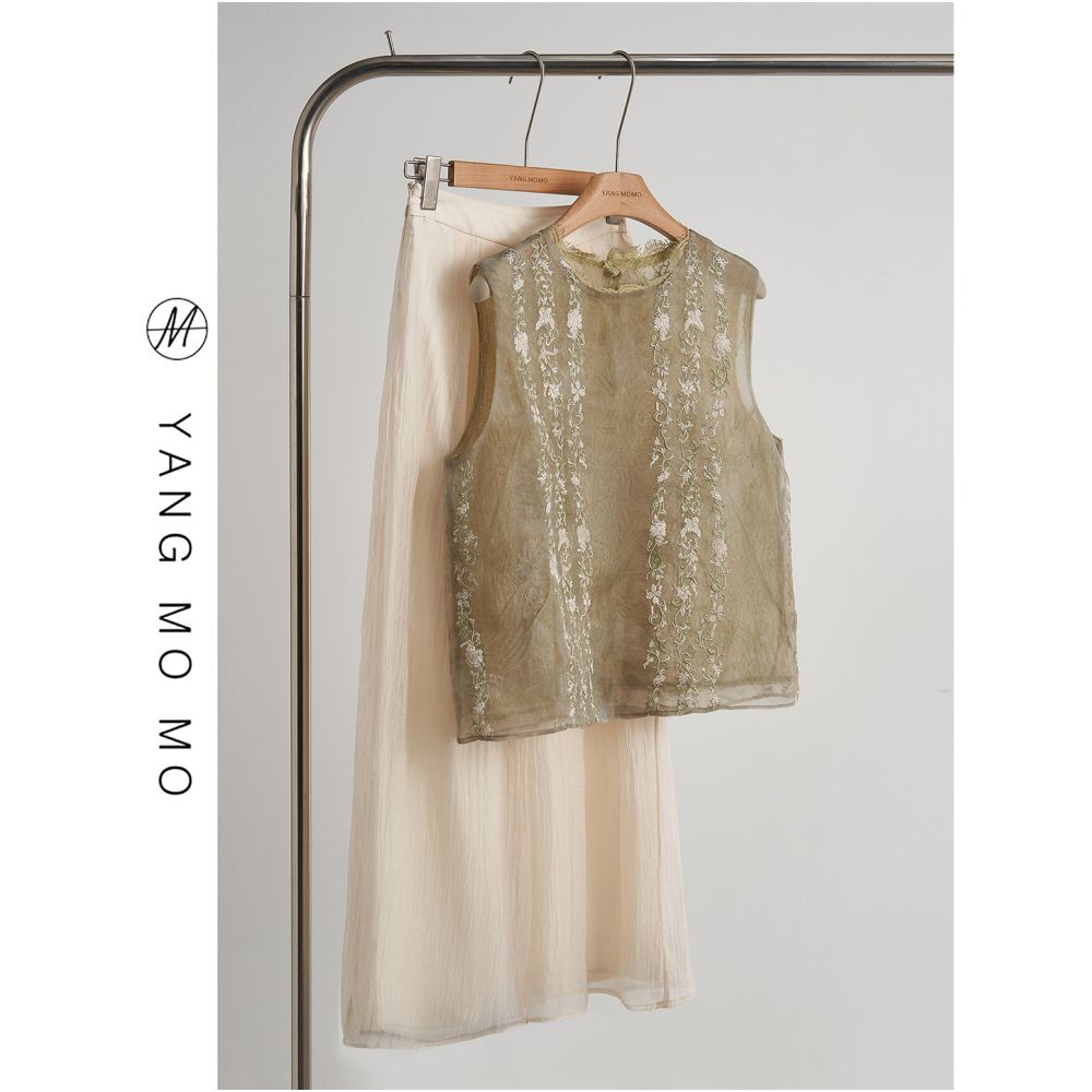 New Chinese style design with a fashionable double layered lace vest straight leg pants set 2025 summer new women s clothing image 0