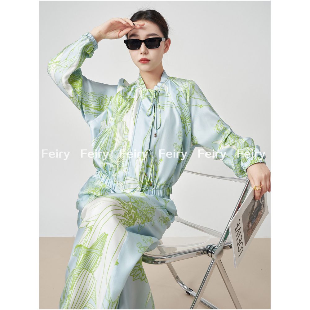 Color blocking workwear shirt set women s thin style 2026 summer new style loose cardigan jacket pants casual two piece set image 3