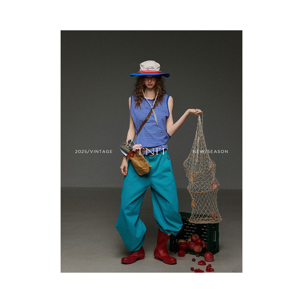 TNIT retro high waist slimming straight leg mop casual jeans women s spring and summer workwear curved knife pants wide leg pants image 3