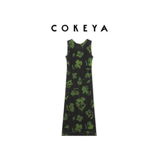 ASAYA6713 – Midnight Bloom Silk Dress 🌙🌺