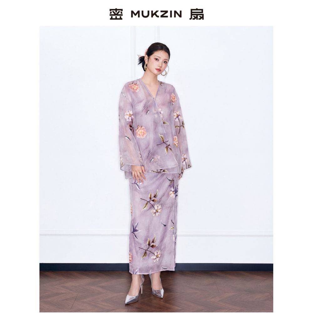 Mishan 2026 Summer New Arrival A Midsummer Night s Dream New Chinese Style Embroidered Loose Purple V Neck Jacket Set image 3