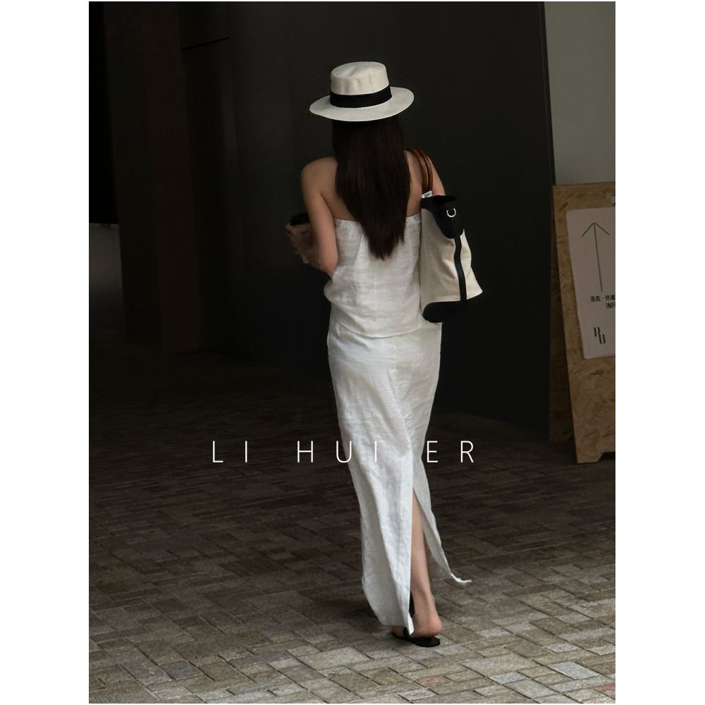 LiHuiEr Foggy Harbor Morning Street White Linen Skirt for Women Summer 2026 A Super Cute Linen Skirt image 3