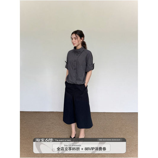 ASAYA6772 – Midnight Gingham Fold Shirt 🖤🪶
