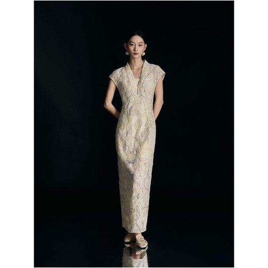 ASAYA6780 – Étoile Pearl Lace Gown ✨🤍