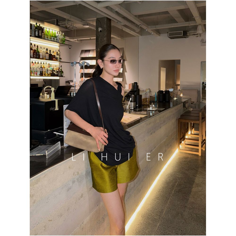 LiHuiEr Daybreak Pearl White Straight Leg Shorts for Women Summer Style Minimalist Casual Pants image 2