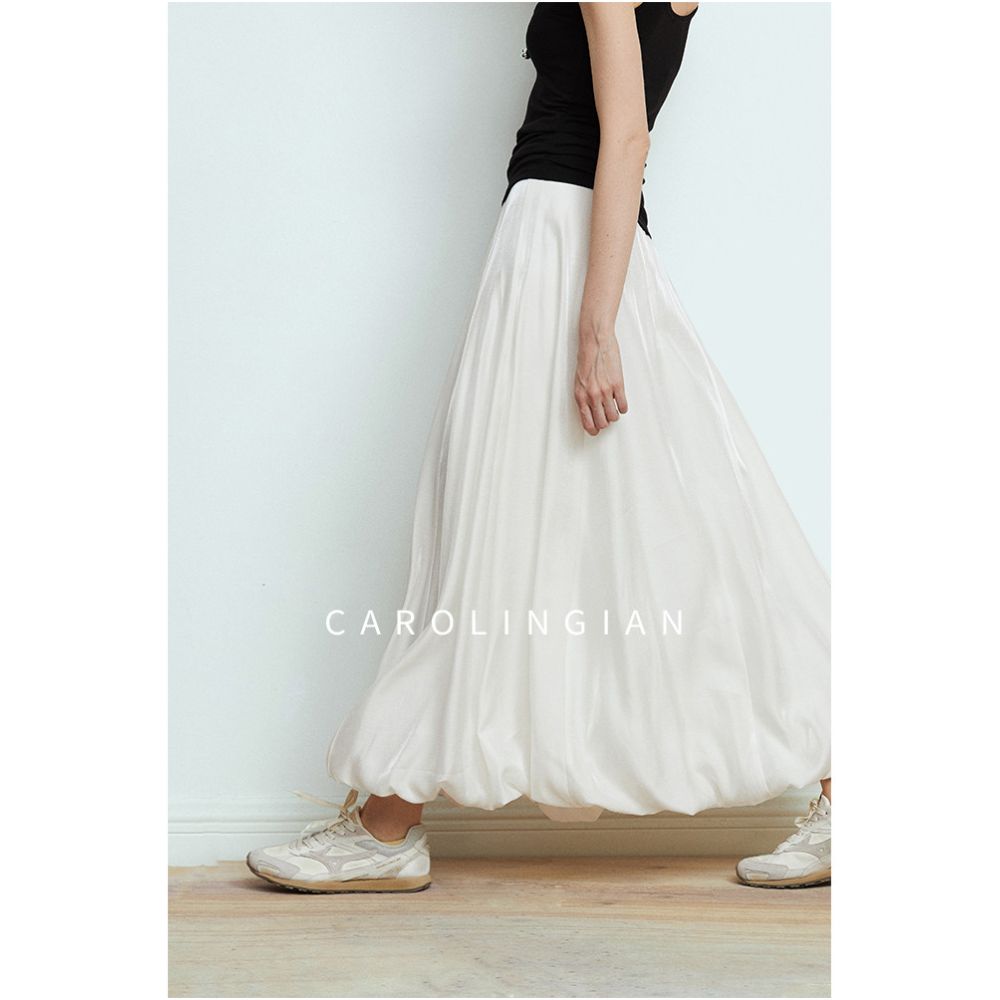 Carolingian minimalist ROW style Flowy shimmering Lyocel linen tulip skirt white mini skirt image 0