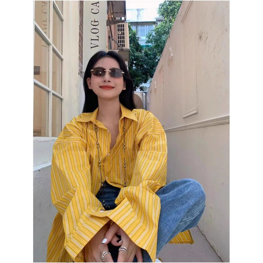 ASAYA6799 – Golden Hour Striped Shirt ☀️💛