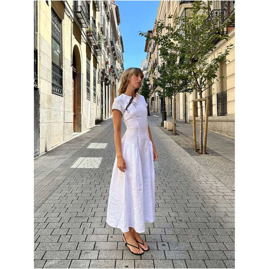 ASAYA6830 – Marbella Linen Midi Dress ☀️🤍