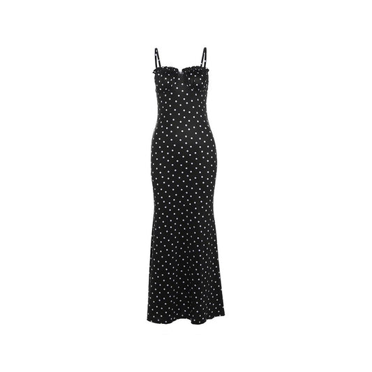 ASAYA6856 – Midnight Riviera Polka Dress ⚫🤍🌊