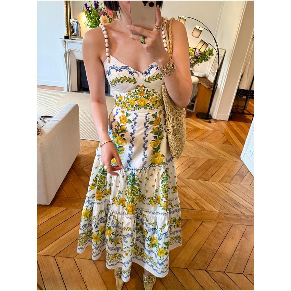 This year s trendy and unique white floral print sundress with a cinched waist is a popular summer style for women in 2025 image 0