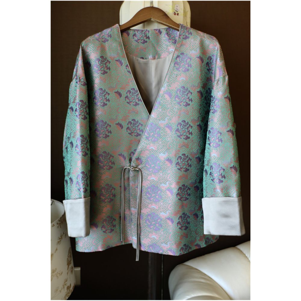 ASAYA6874 – Celestial Silk Hanbok Jacket ✨🩵🌸